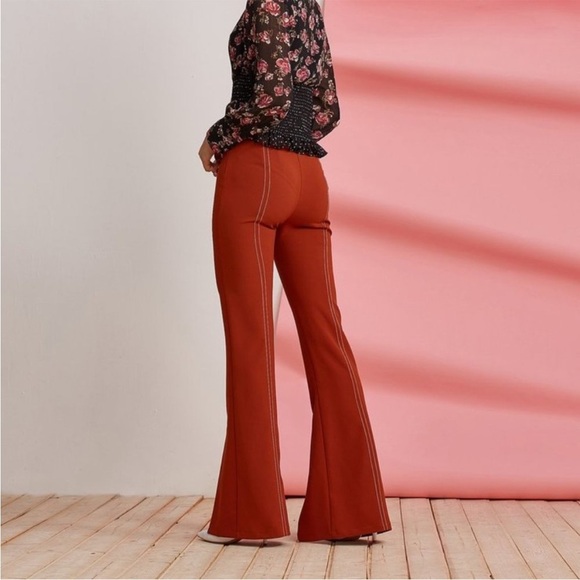 NWT Foxiedox Clay Split Pants Orange Size XS Extra Small Flare Bootcut Split Hem - Picture 3 of 9